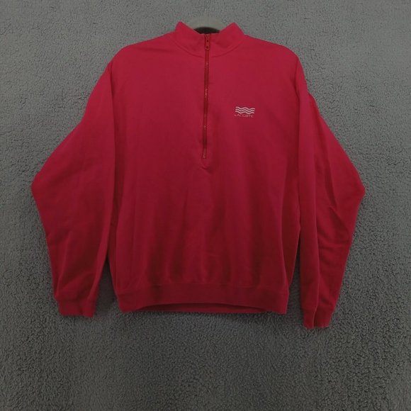Vintage Izod Lacoste Sweatshirt‎ Mens Small Red Pink Quarter Zip Pullover Pima - Picture 1 of 11